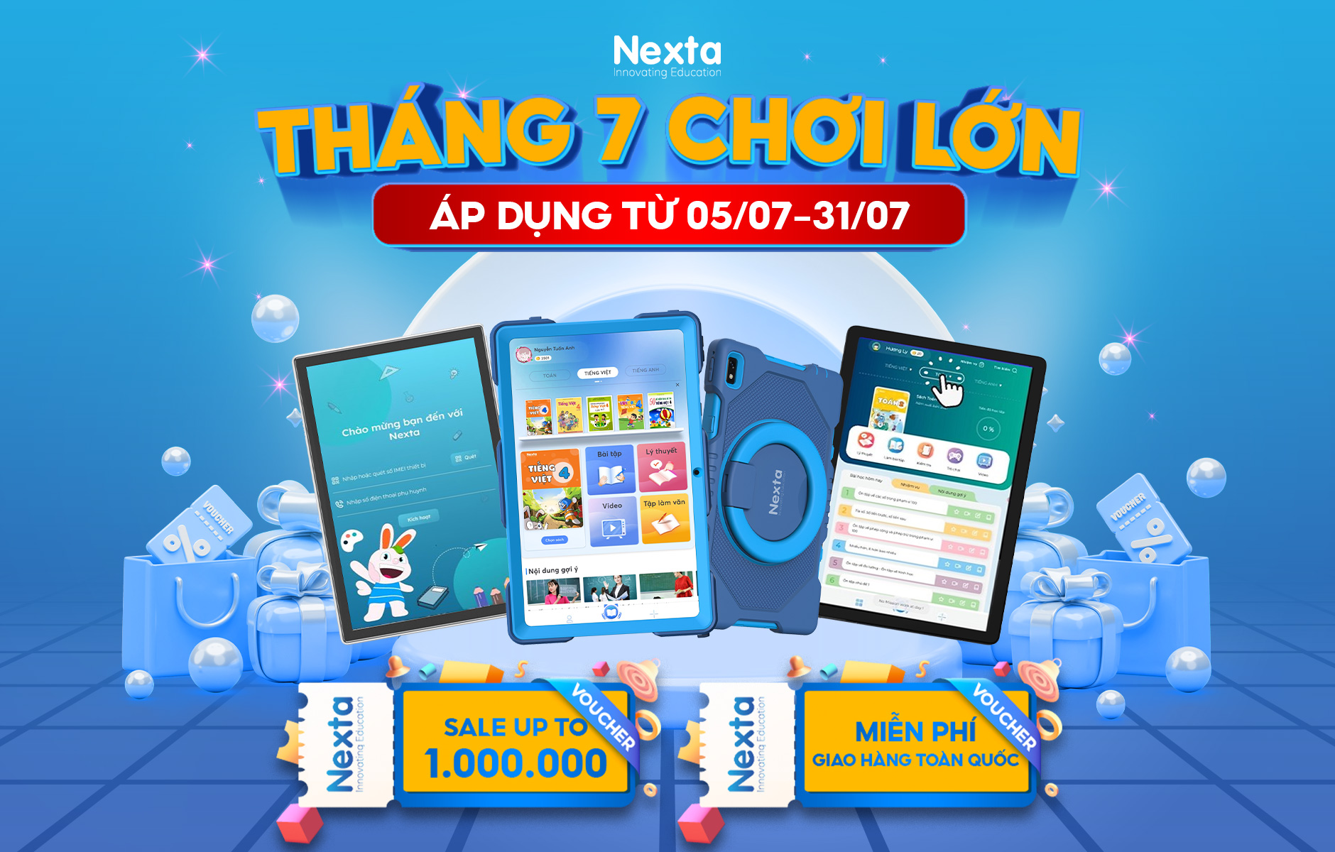 THÁNG 7 CHƠI LỚN – TẶNG VOUCHER 1.000.000 ĐỒNG KHI MUA MÁY TÍNH BẢNG HỌC TẬP TẠI NEXTA